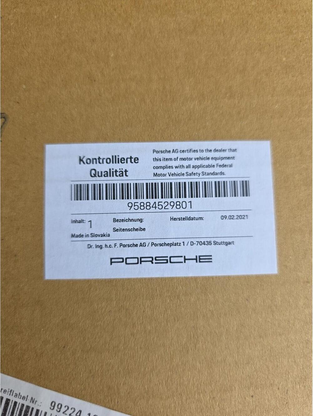 PORSCHE CAYENNE REAR RIGHT PASSENGER SIDE QUARTER WINDOW GLASS OEM